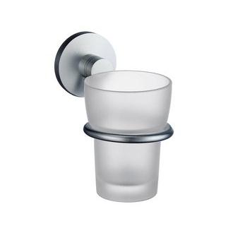 Smedbo NS343 Wall Mounted Frosted Glass Tumbler with Brushed Chrome Holder from the Studio Collection